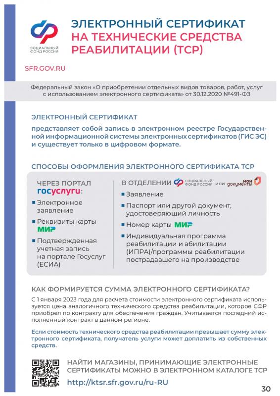 Электронный сертификат на технические средства реабилитации Электронный сертификат на технические средства реабилитации