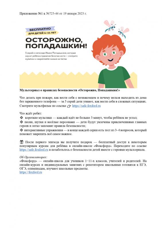 Мультсериал о правилах безопасности «Осторожно, Попадашкин!»